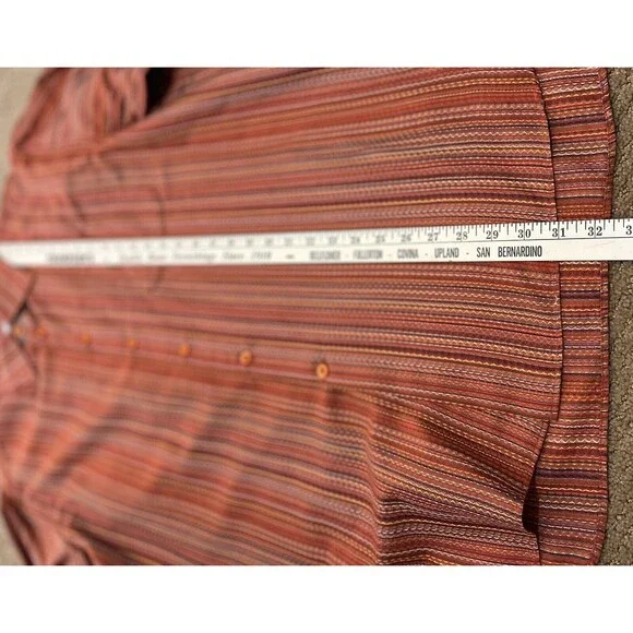 New Maus Hoffman Woven Sport Shirt Red Gold Blended Strip Long Sleeve XXL $325